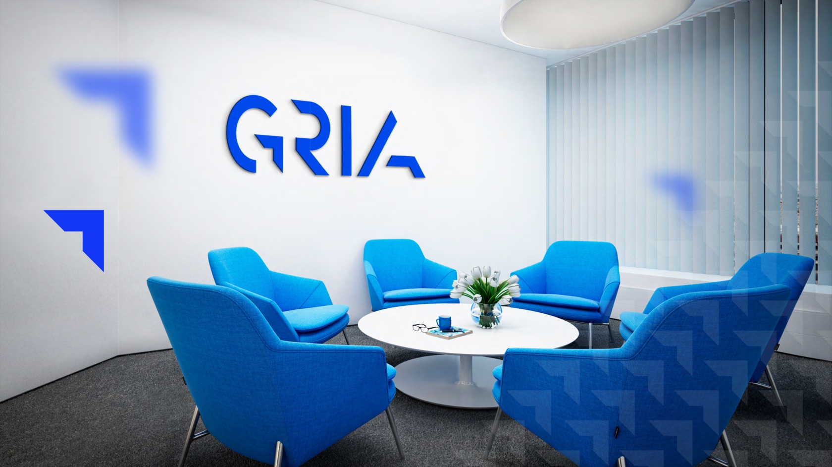 Переговорная в офисе GRIA с фирменным стилем